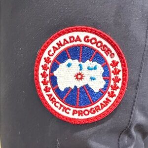 Canada Goose Victoria Parka Navy Blue Jacket with Red Patch